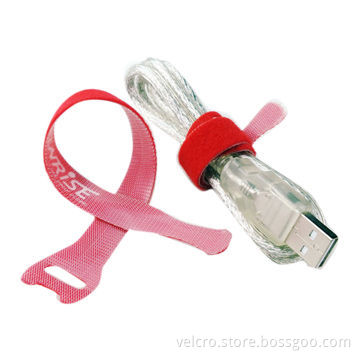 Ultra thin Velcro cable tie with logo printed on the hook side